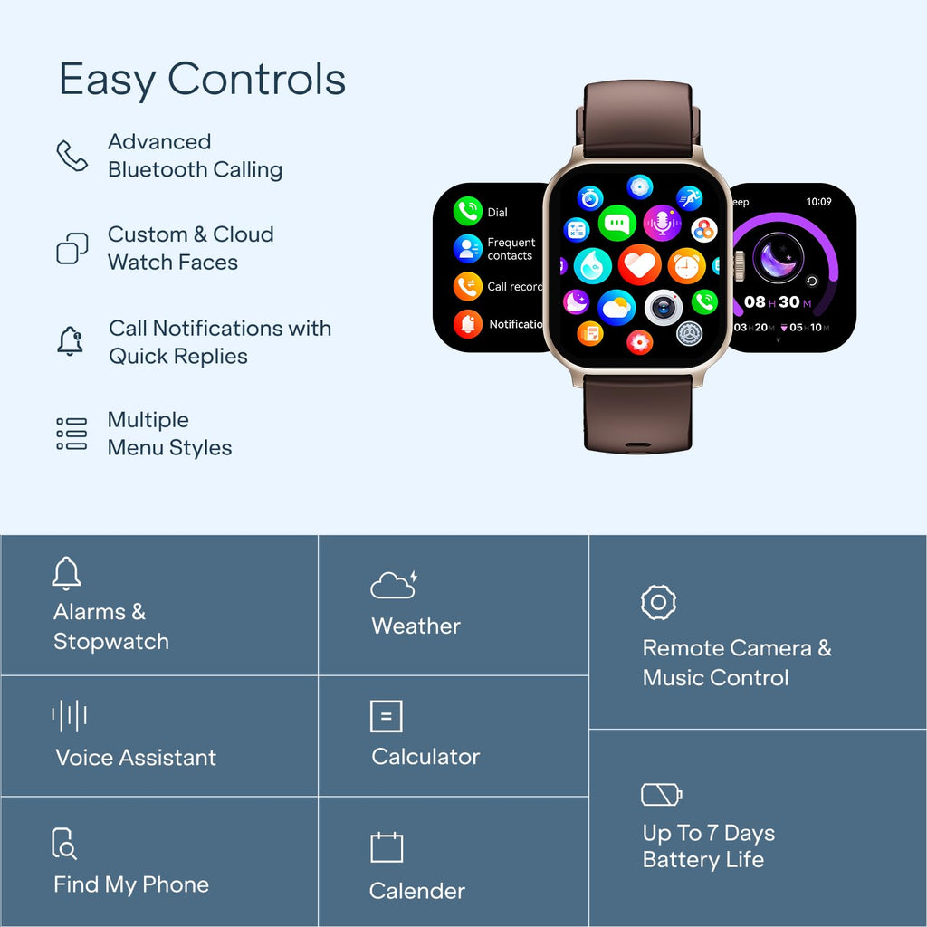 boAt Ultima Ember 2 Smartwatch, 1.96” AMOLED Display, Ultra Bright 1000 nits Brightness, AOD, Personalized Fitness Nudges, Functional Crown, 100+ Sports Mode smartwatch for Men & Women (Coffee Brown)
