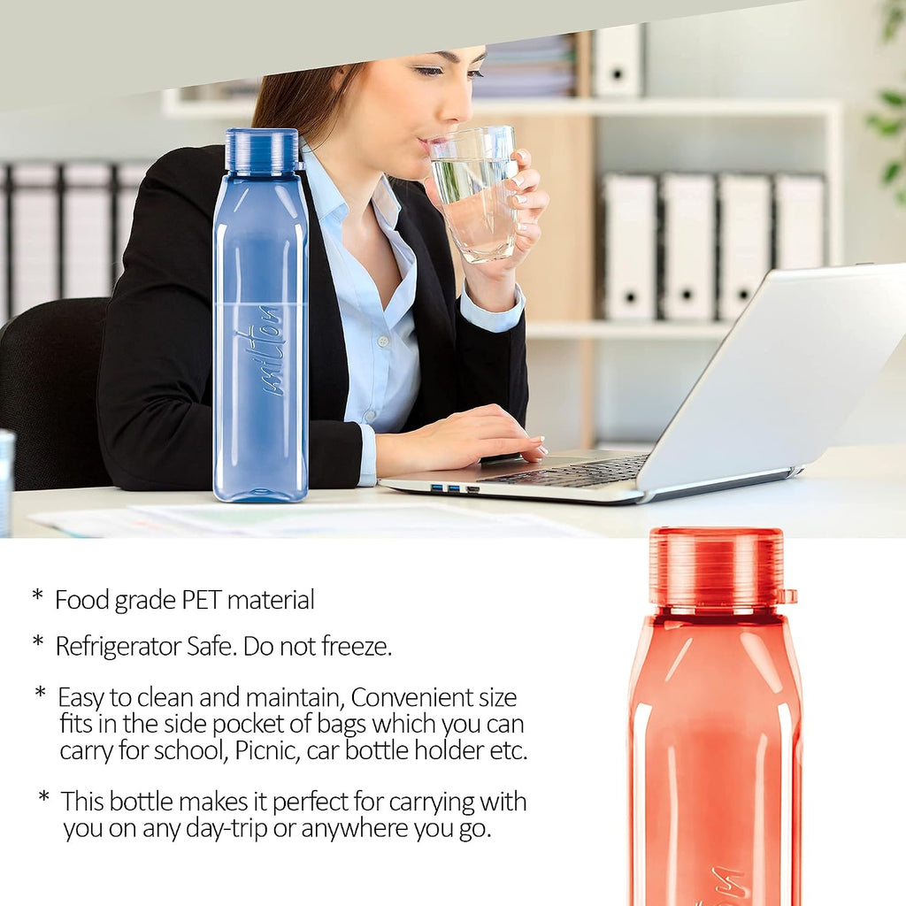 MILTON Prime Pack of 5 Water Bottles, 1 Litre Each I BPA Free I Food Grade Fridge Bottle Set I Leak Proof Bottles for Travel, Work, Assorted
