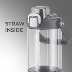 MILTON Summit 1200 2-in-1 Sip or Gulp Lid Tumbler 1200 ml | Plastic Water Bottle with Sturdy Handle & Straw | Leak-Proof, BPA-Free | Perfect for Office, Gym, Travel Tumbler for Men and Women, Grey