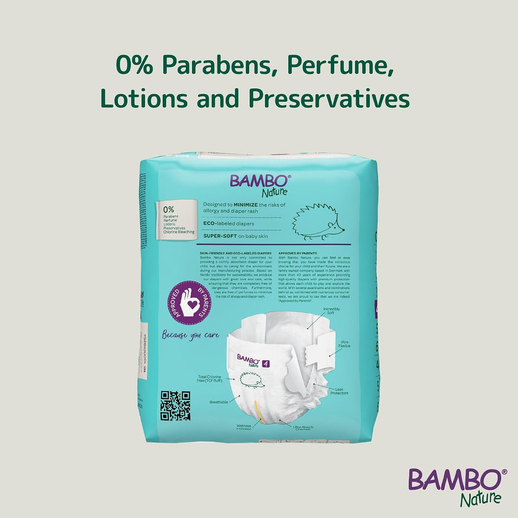Bambo Nature Premium Baby Tape Diapers for Baby Large Size (7-14 Kgs), Super Absorbent, Breathable, Extra Soft, Dermatologically Tested, Hypoallergenic Toddler Nappies With Wetness Indicator, 24 Count