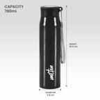MILTON Handy 850 Stainless Steel Sipper Water Bottle 780 ml, Single Walled, ISI Certified I Leak Proof Lid, Rust Proof I For School, Office, Gym I Black