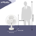 Bajaj Frore Neo Table Fan 400 MM | Table fans for Home & Office |Aerodynamically Balanced Blades| 100% CopperMotor| HighAir Delivery|3-Speed Control| 2-Yr Warranty 【White】