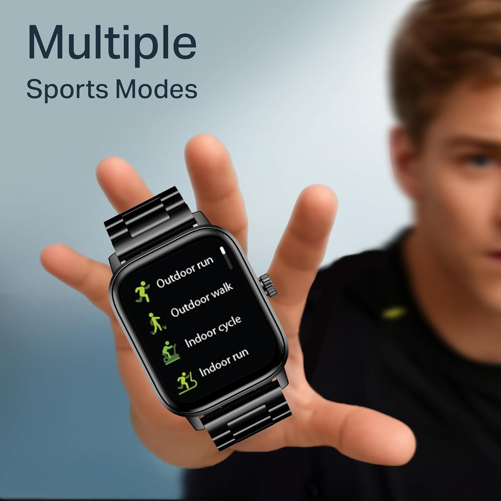 boAt Wave Call 3 Smartwatch 1.83” HD Display with Animated Watch Faces; BT Calling, Functional Crown, Multiple Sports Modes, IP68, HR, SpO2 Monitor, Smart Watches for Men & Women (Metallic Black)