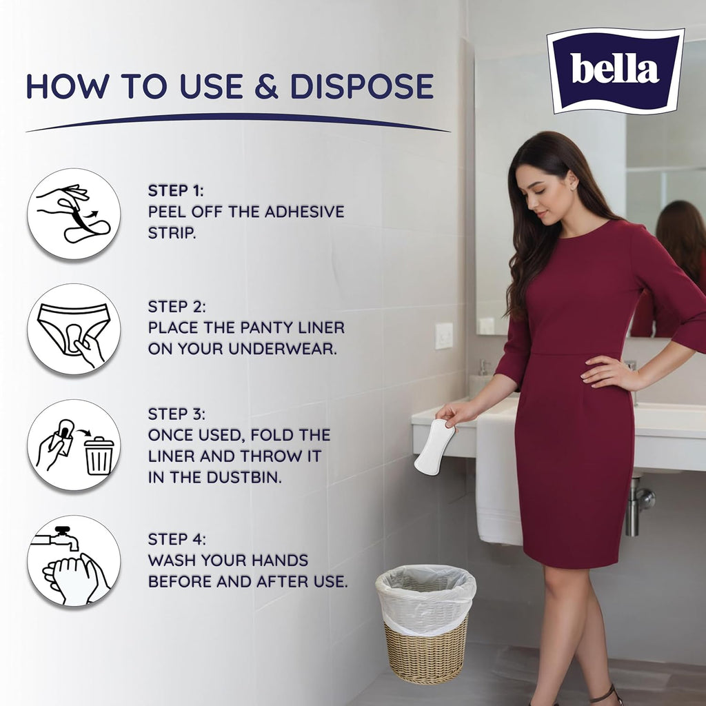 Bella Serenity Panty Liners for Women| Ultra-Thin | Leak-Proof Absorbent Core | Extra Soft Top sheet | No Perfume | 185 mm Large Size | Pack of 60