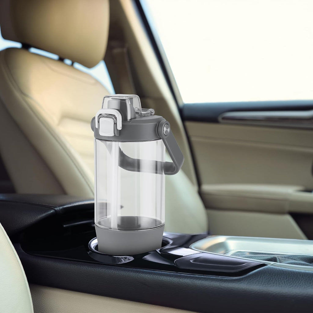 MILTON Summit 1200 2-in-1 Sip or Gulp Lid Tumbler 1200 ml | Plastic Water Bottle with Sturdy Handle & Straw | Leak-Proof, BPA-Free | Perfect for Office, Gym, Travel Tumbler for Men and Women, Grey