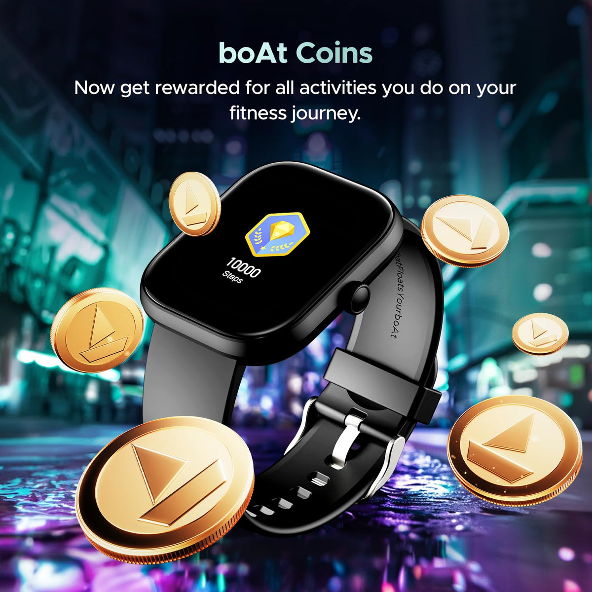 boAt Wave Sigma 3 w/Turn-by-Turn Navigation, 2.01" (5.1 cm) HD Display, Bluetooth Calling, Crest+ OS, QR Tray, Watch Face Studio, Coins, Emergency SOS Smart Watch for Men & Women(Active Black)