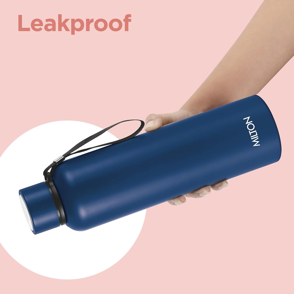 Milton Aura 1000 Thermosteel Water Bottle, 24 Hr Hot and Cold I Leak Proof Lid, ISI Certified I Vacuum Insulated I for Office, Gym, School I Dark Blue
