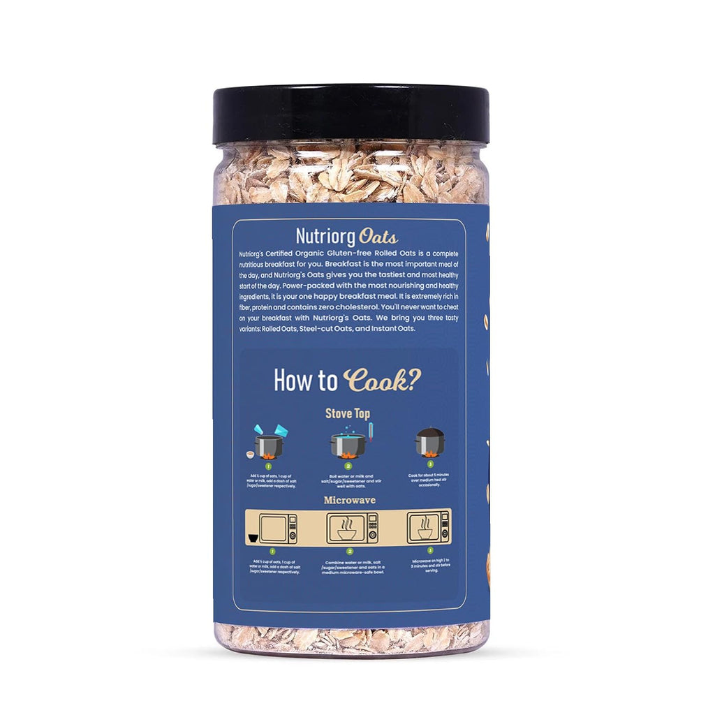 Nutriorg Organic Rolled Oats 2.5Kg (Pack of 5 x 500g) | Oats Imported from Australia | USDA Certified Organic & Gluten-Free | High Fiber & Protein | Bulk Value Pack for Weight Loss & Daily Breakfast