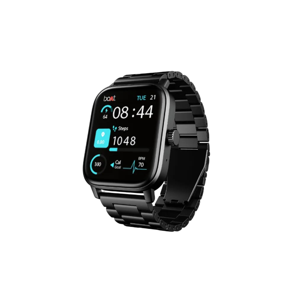 boAt Wave Call 3 Smartwatch 1.83” HD Display with Animated Watch Faces; BT Calling, Functional Crown, Multiple Sports Modes, IP68, HR, SpO2 Monitor, Smart Watches for Men & Women (Metallic Black)