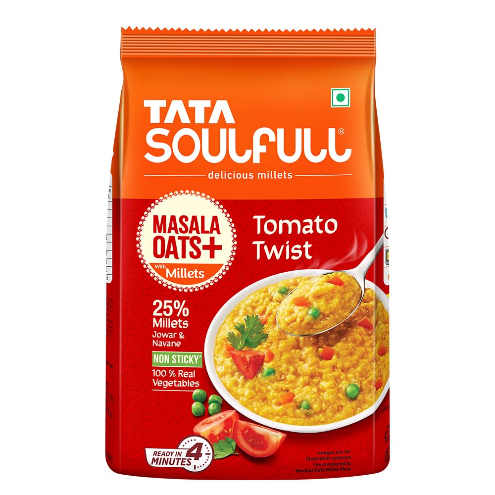 Tata Soulfull Masala Oats+ With Millets, Tomato Twist, 500g