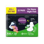 Evereve Ultra-Thin Nights Sanitary Pads for Women, XXL+ 360mm, 22 Pads, 60% Longer & Wider Back, Soft & Breathable, Rash-Free Comfort, 2X Faster Absorption, Dry Feel Protection, Heavy Flow Night Use