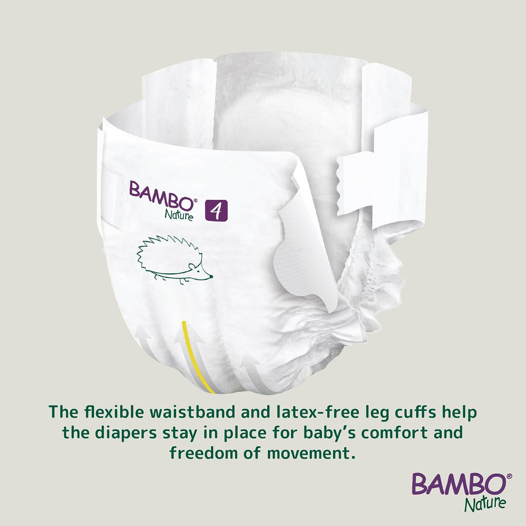Bambo Nature Premium Baby Tape Diapers for Baby Large Size (7-14 Kgs), Super Absorbent, Breathable, Extra Soft, Dermatologically Tested, Hypoallergenic Nappies With Wetness Indicator, 48 Count