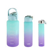 CELLO All Day Set of 3 Pieces Water Bottles Daily Use, Sea Green (310ml, 790ml, 2085ml) | BPA Free Leakproof Lightweight Easy to Carry Different Sizes Water Bottle For School, Workout, Gym & Office