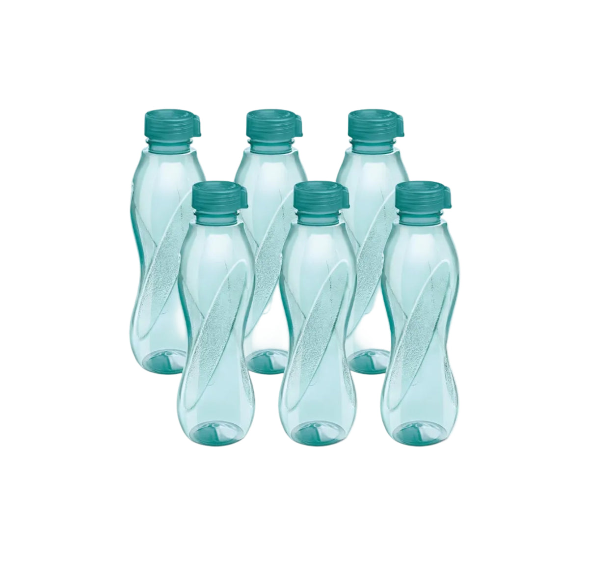 MILTON Oscar, Pack of 6 Water Bottles, 1 Litre each, Reusable Plastic Fridge Bottle Set, BPA Free and Leak Proof Bottles for Travel, Work, Blue