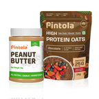 Pintola High-Protein Combo: All Natural Crunchy Peanut Butter 1kg & 25g High Protein Dark Chocolate Oats 1kg | No Refined Sugar, Gluten-Free, Vegan | With Almonds, Raisins, Pumpkin & Chia Seeds