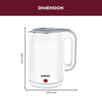 Borosil 1.8 L 1800W Cooltouch Multipurpose Electric Kettle | Auto Shut off | Wide Mouth | 304 Food Grade Stainless Steel with Double Wall Cooltouch Exterior | 1 year Warranty | White
