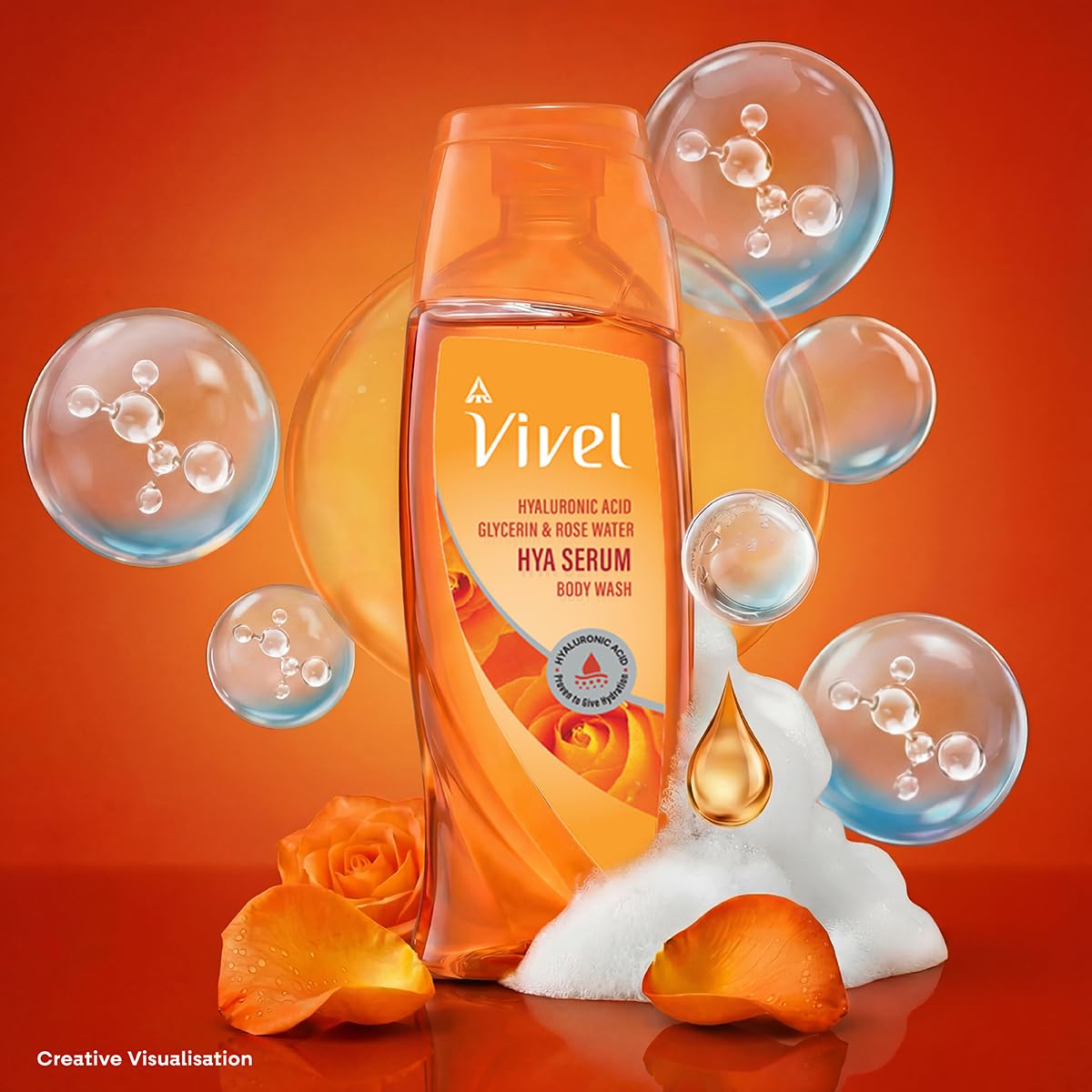 Vivel Hya Serum Hydrating Body Wash 200ml|Hyaluronic Acid, Glycerin & Rose Water|Deep Intense Daily Hydration Shower Gel|Improve Dry Rough Skin Texture |Dermat Recommended |No Paraben|For Men & Women