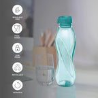 MILTON Oscar, Pack of 6 Water Bottles, 1 Litre each, Reusable Plastic Fridge Bottle Set, BPA Free and Leak Proof Bottles for Travel, Work, Blue