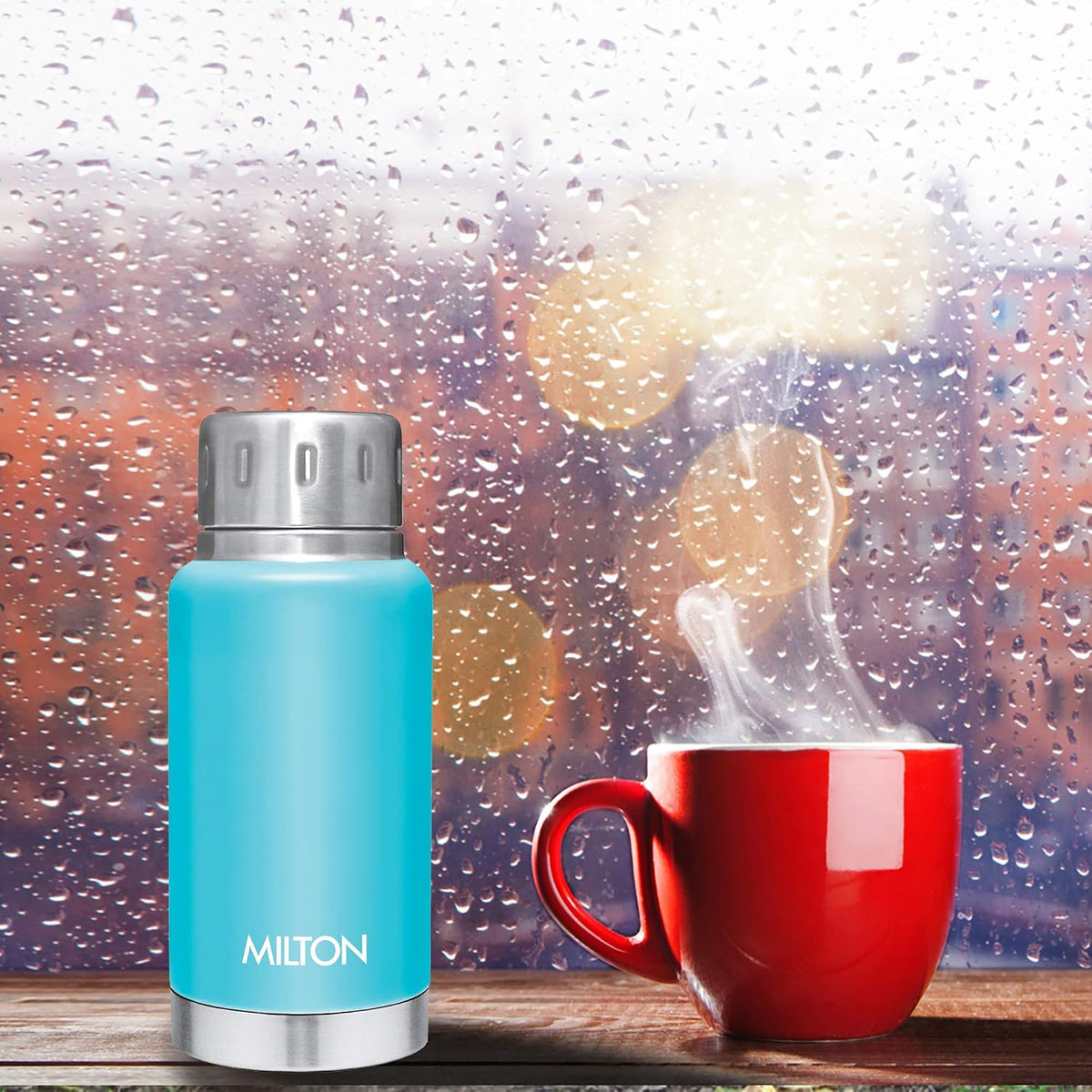 Milton Elfin 160 Thermosteel Water Bottle 160 ml, 24 Hr Hot and Cold I Leak Proof Lid, ISI Certified I Vacuum Insulated I for Office, Gym, School I Light Blue