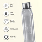 MILTON Prime 1000 Water Bottle, 1 Litre, Reusable Plastic Fridge Bottle, BPA Free and Leak Proof Bottles for Travel, Work, Pack of 1, Grey