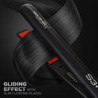 Ikonic Professional S3+ Hair Straightener, 1 Inch Ceramic Floating Plates With Ionic Technology, Adjustable Temperature Control Up To 230°C, Instant Heat Up, Slim Plates For Precision Styling, Short Hair & Bangs, Black & Red