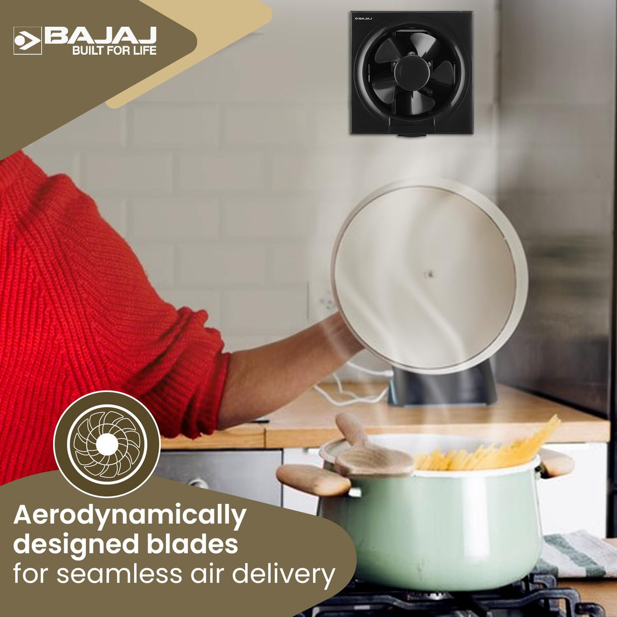 Bajaj AirOut 200 MM 4 Star Dom Exhaust Fan | Back Shutter | 100% Copper Motor | Auto Thermal Protector | Aerodynamaically Designed Blade【Black】
