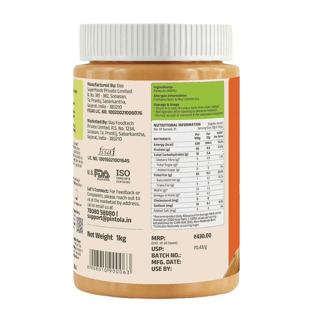 Pintola All Natural Peanut Butter Creamy 1kg