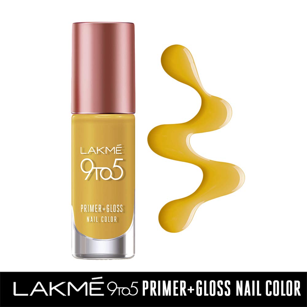 Lakmé 9 to 5 Primer + Gloss Nail Colour, Mustard Master, 6 ml