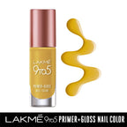 Lakmé 9 to 5 Primer + Gloss Nail Colour, Mustard Master, 6 ml