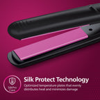 Philips India's No.1 Hair Styling Brand Selfie Hair Straightener, Minimized Heat Damage,SilkPro Care, Ceramic Plates,Smooth Shiny Straight Hair, 210°C Temp, Salon like Result | For Indian Hair, HP8302