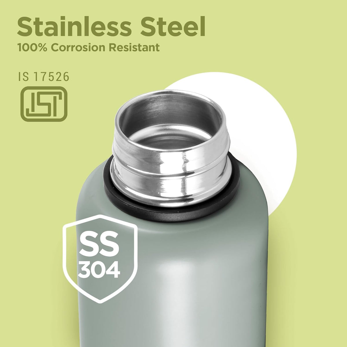 Milton Aura 1000 Thermosteel Water Bottle, 24 Hr Hot and Cold I Leak Proof Lid, ISI Certified I Vacuum Insulated I for Office, Gym, School I Grey