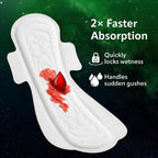 Evereve Ultra-Thin Nights Sanitary Pads for Women, XXL+ 360mm, 60% Longer & Wider Back, Soft & Breathable, Rash-Free Comfort, 2X Faster Absorption, Dry Feel Protection, Heavy Flow Night Use, Pack of 22x2