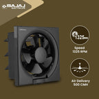 Bajaj AirOut 200 MM 4 Star Dom Exhaust Fan | Back Shutter | 100% Copper Motor | Auto Thermal Protector | Aerodynamaically Designed Blade【Black】