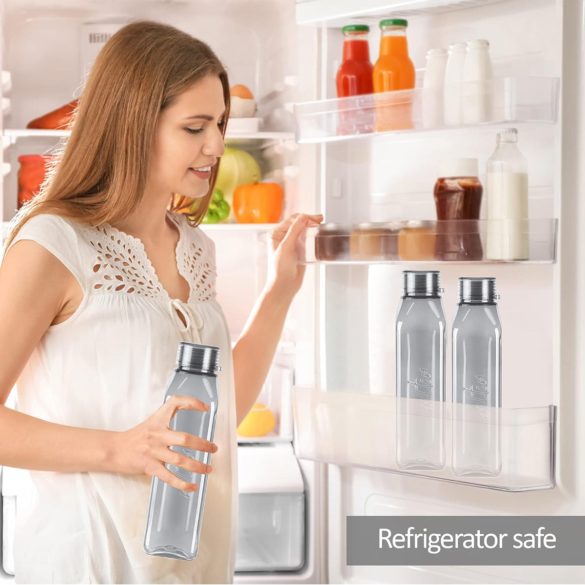 MILTON Prime 1000 Water Bottle, 1 Litre, Reusable Plastic Fridge Bottle, BPA Free and Leak Proof Bottles for Travel, Work, Pack of 1, Grey