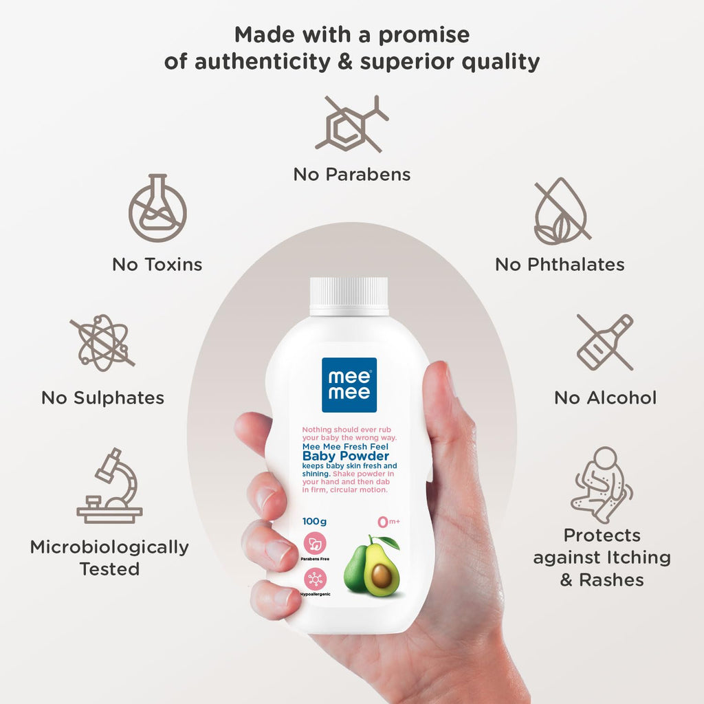 Mee Mee Fresh Feel Baby Powder, 100 G, White (MM-1280 100G)