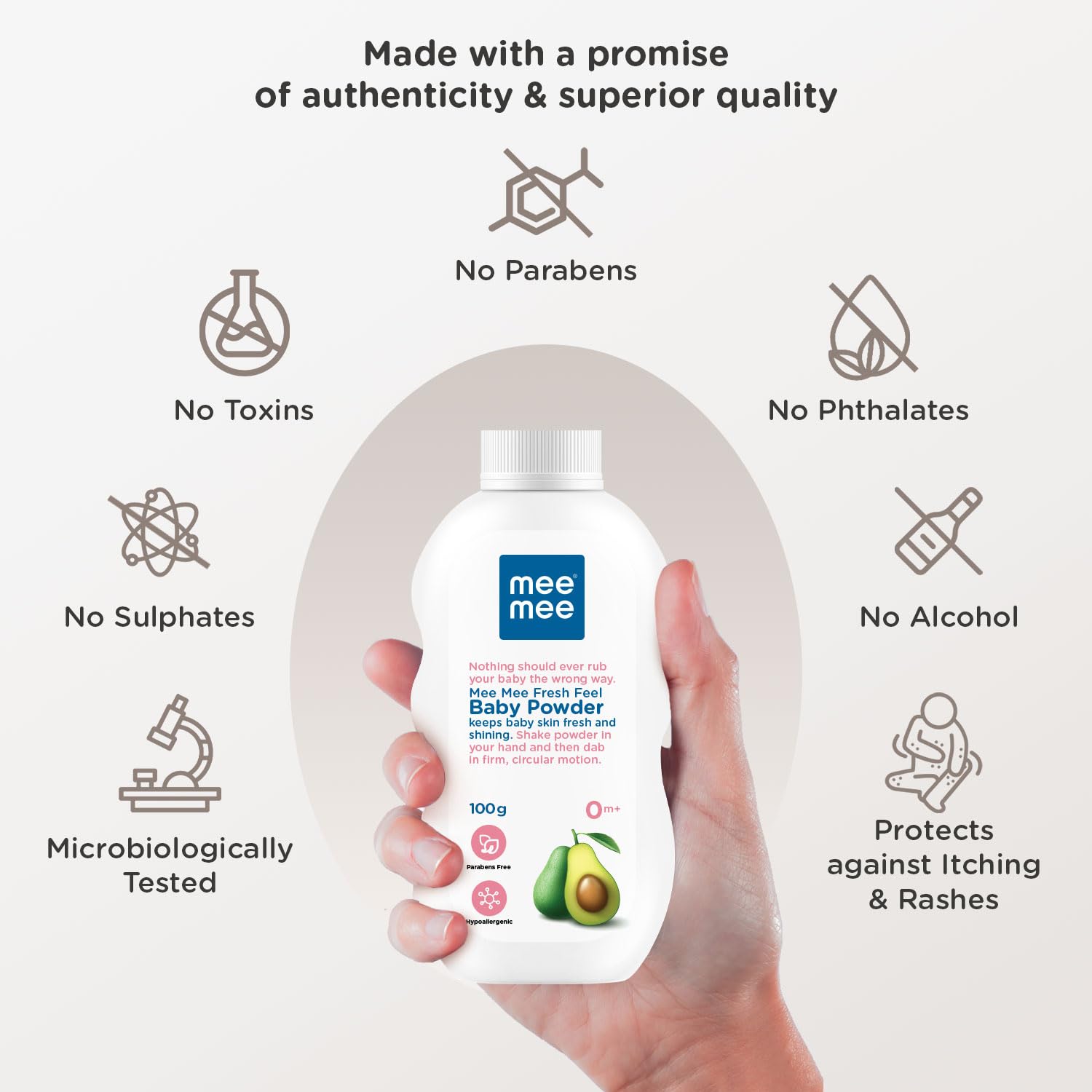 Mee Mee Fresh Feel Baby Powder, 100 G, White (MM-1280 100G)