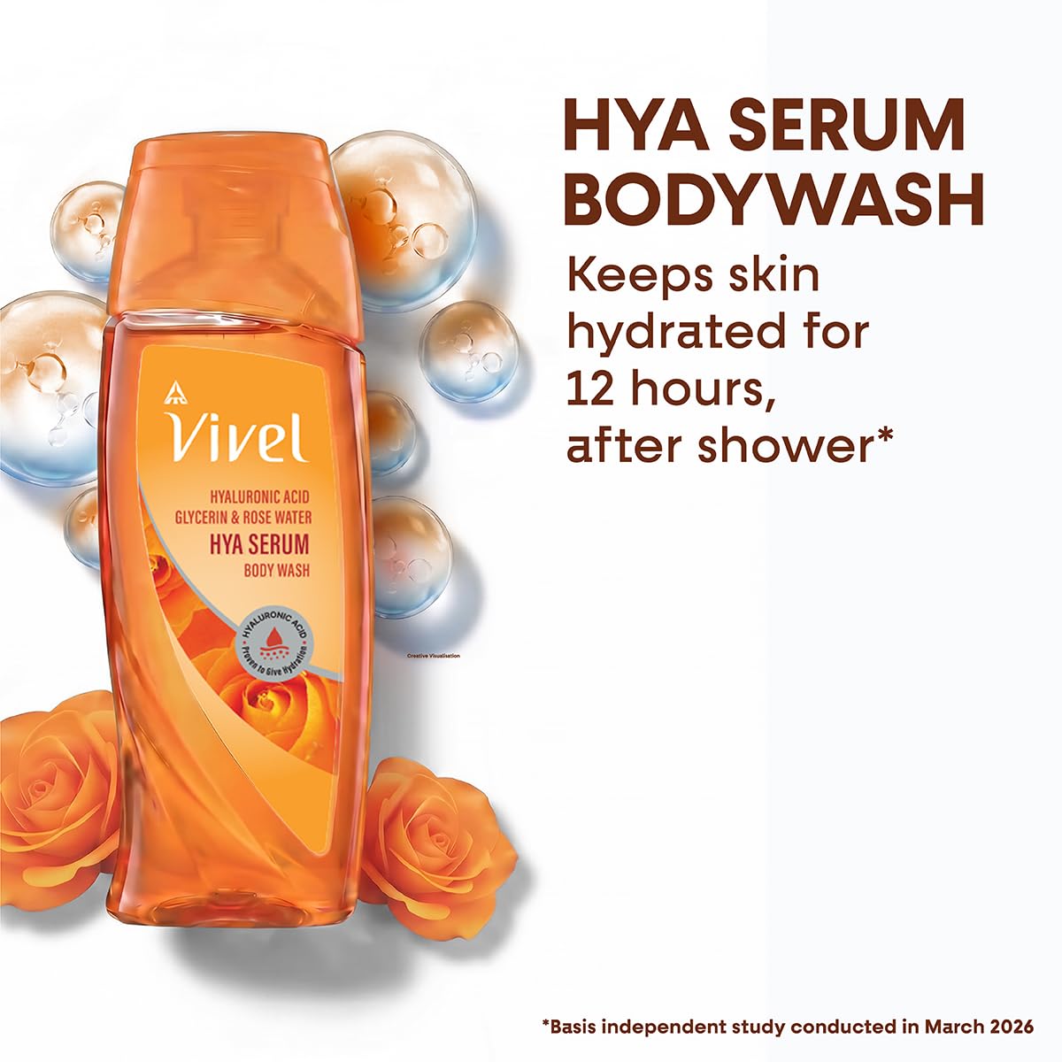 Vivel Hya Serum Hydrating Body Wash 200ml|Hyaluronic Acid, Glycerin & Rose Water|Deep Intense Daily Hydration Shower Gel|Improve Dry Rough Skin Texture |Dermat Recommended |No Paraben|For Men & Women