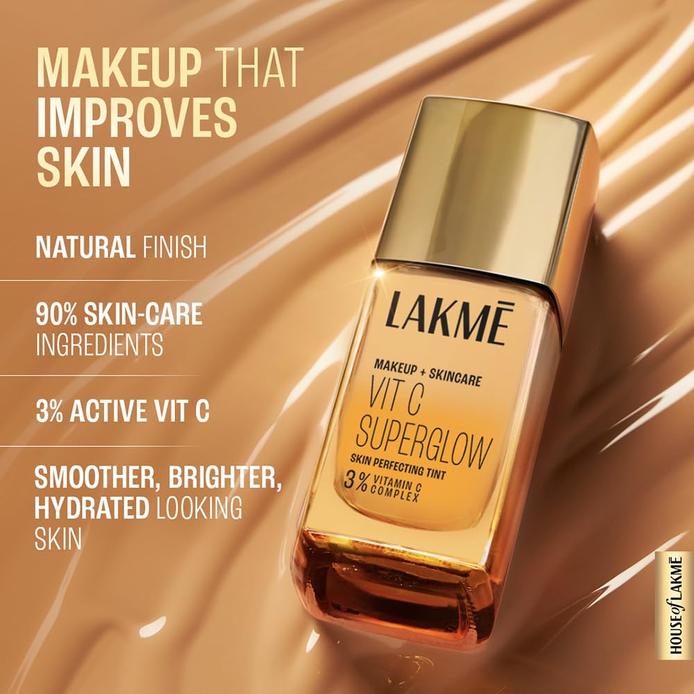 Lakme Makeup+Skincare VitC Superglow Skin Perfecting Tint Warm Natural W180 25ml