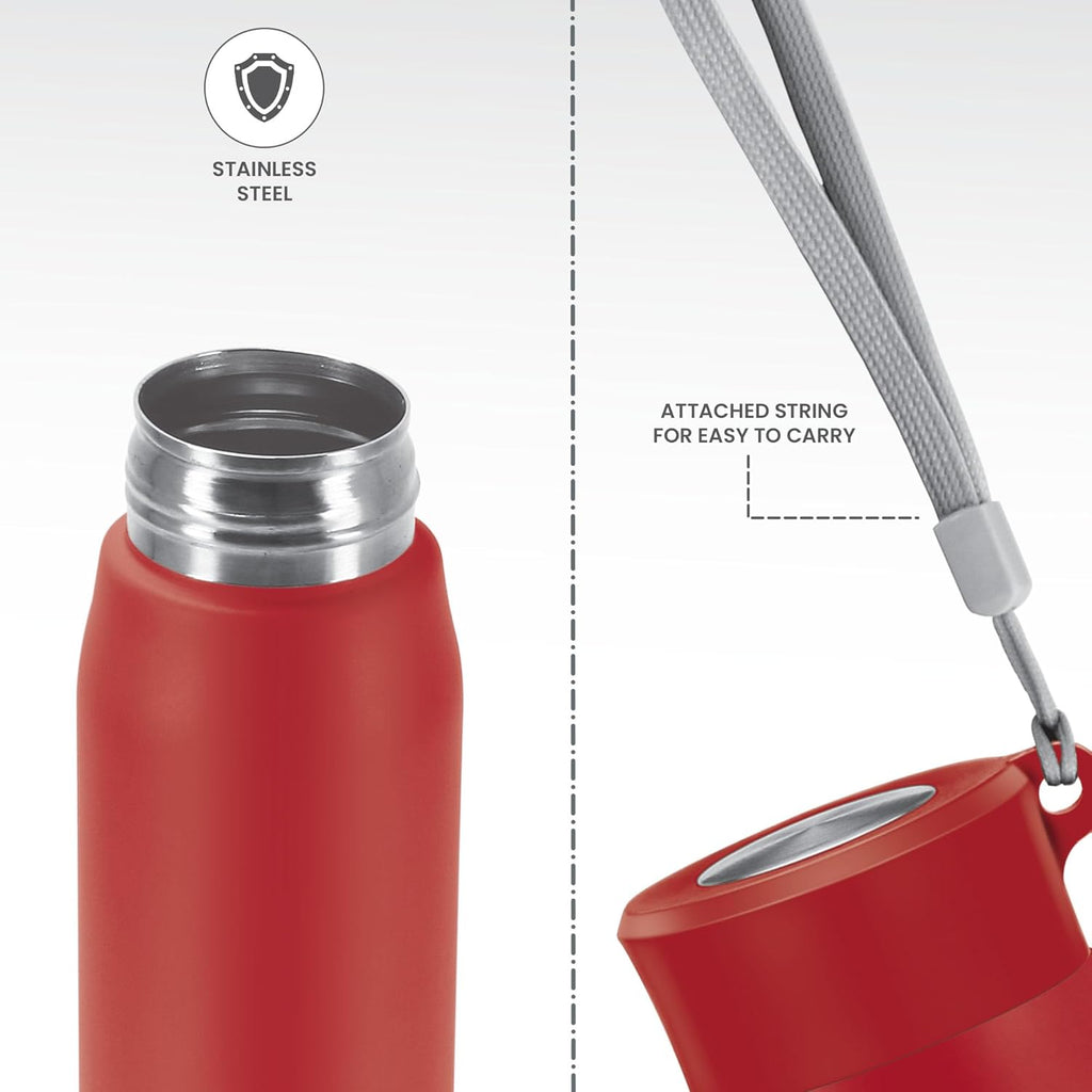MILTON Handy 850 Stainless Steel Sipper Water Bottle 780 ml, Single Walled, ISI Certified I Leak Proof Lid, Rust Proof I For School, Office, Gym I Red