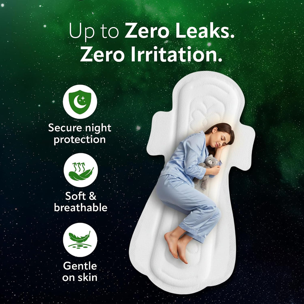 Evereve Ultra-Thin Nights Sanitary Pads for Women, XXL+ 360mm, 60% Longer & Wider Back, Soft & Breathable, Rash-Free Comfort, 2X Faster Absorption, Dry Feel Protection, Heavy Flow Night Use, Pack of 22x2