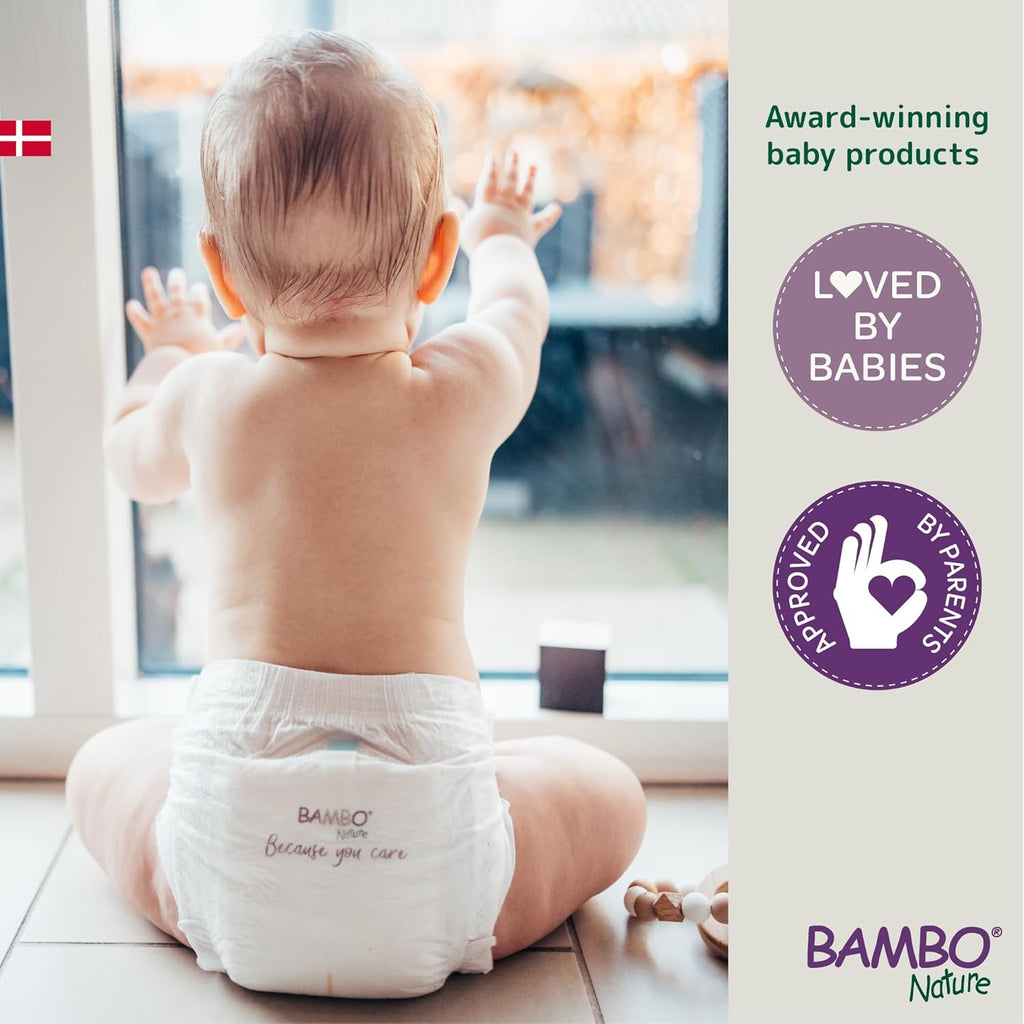 Bambo Nature Premium Baby Tape Diapers for Baby Large Size (7-14 Kgs), Super Absorbent, Breathable, Extra Soft, Dermatologically Tested, Hypoallergenic Nappies With Wetness Indicator, 48 Count
