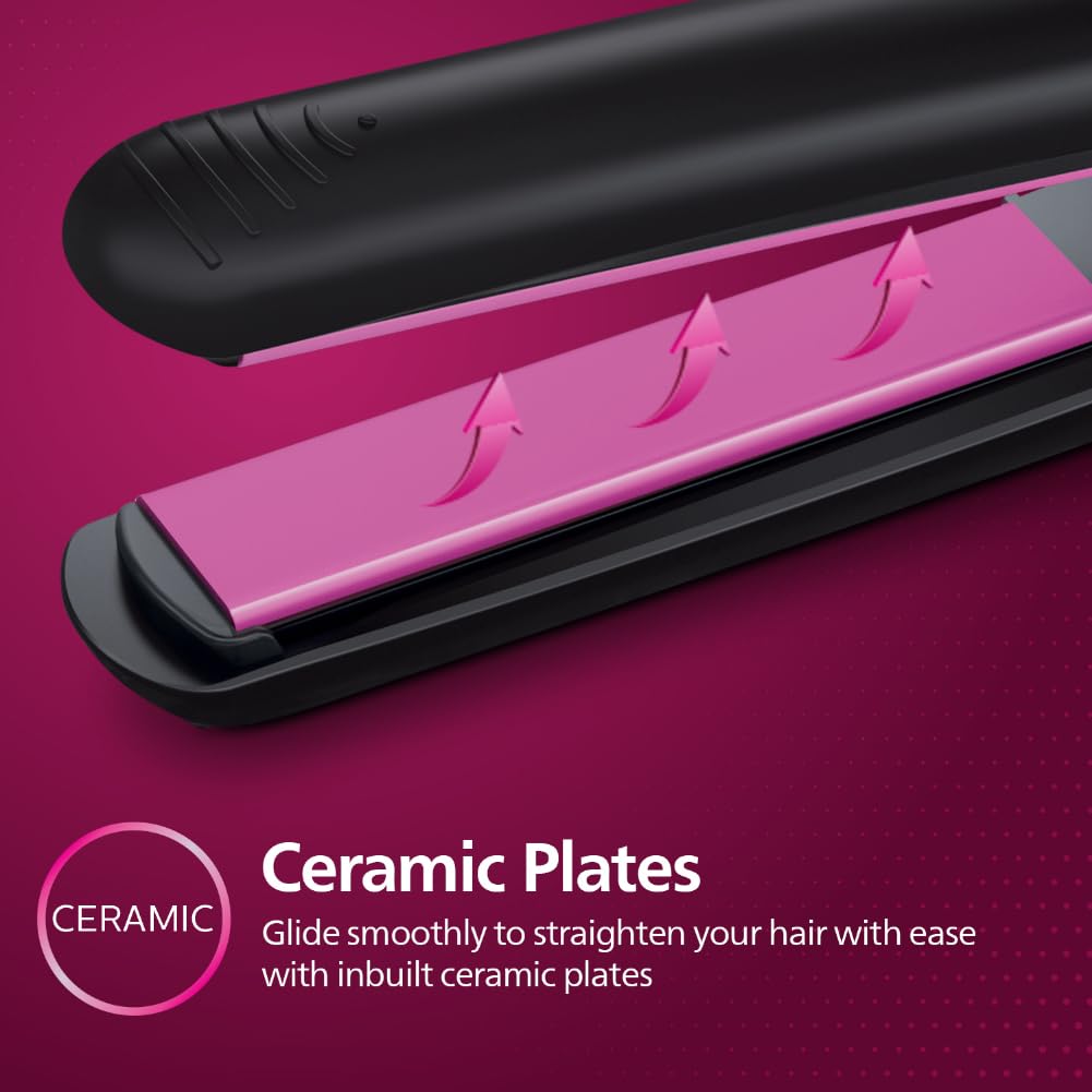 Philips India's No.1 Hair Styling Brand Selfie Hair Straightener, Minimized Heat Damage,SilkPro Care, Ceramic Plates,Smooth Shiny Straight Hair, 210°C Temp, Salon like Result | For Indian Hair, HP8302