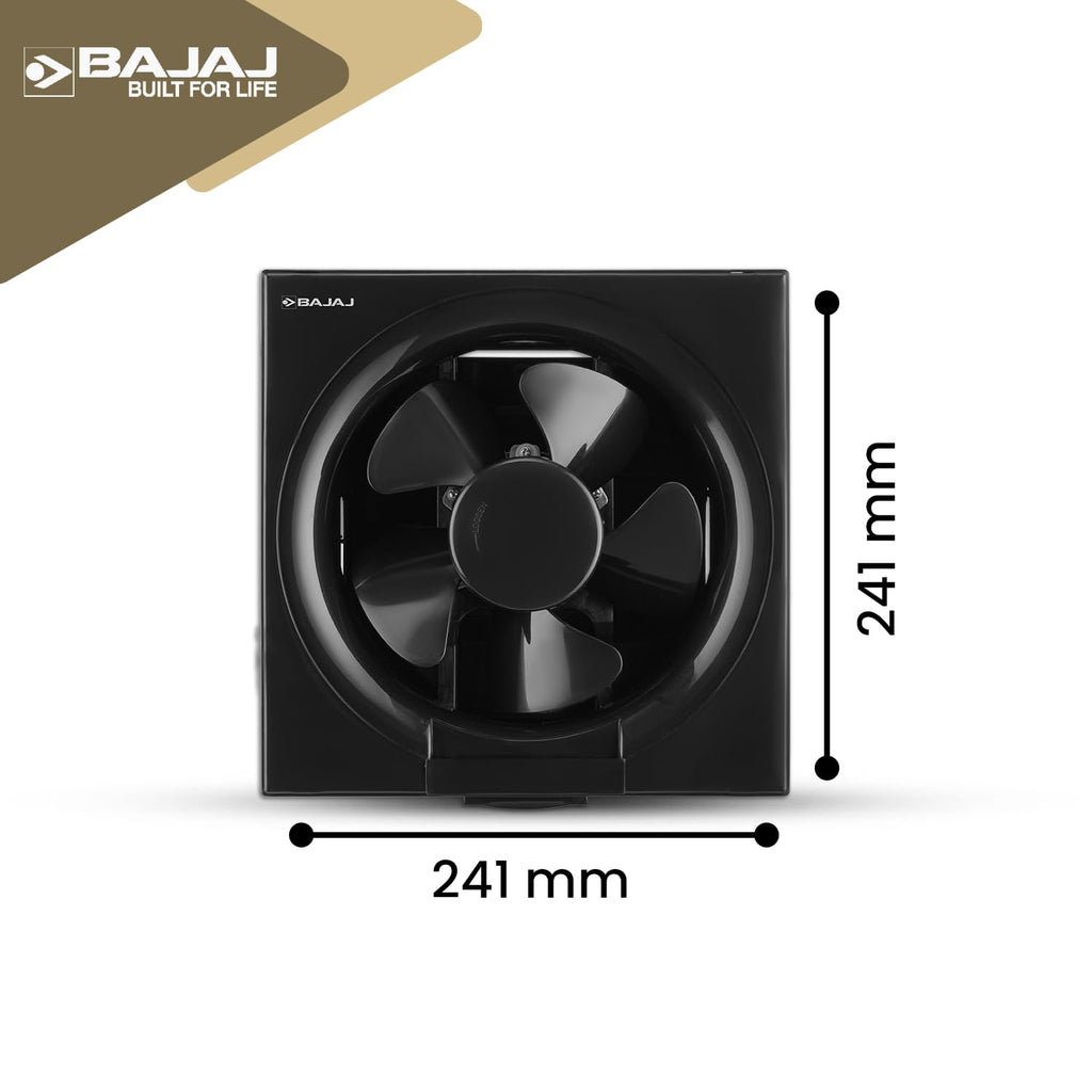 Bajaj AirOut 200 MM 4 Star Dom Exhaust Fan | Back Shutter | 100% Copper Motor | Auto Thermal Protector | Aerodynamaically Designed Blade【Black】