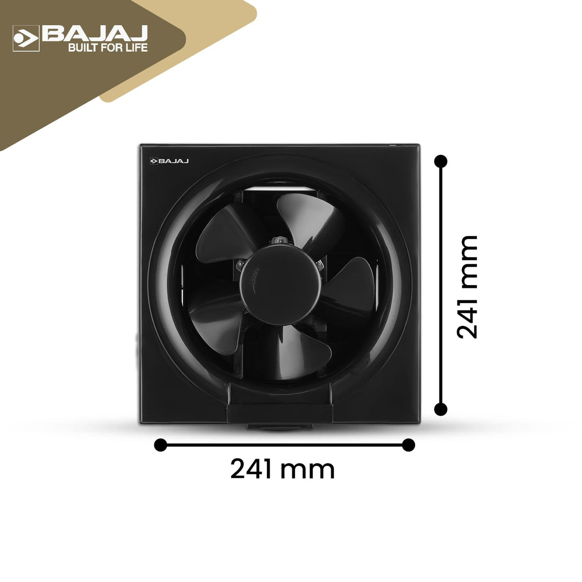 Bajaj AirOut 200 MM 4 Star Dom Exhaust Fan | Back Shutter | 100% Copper Motor | Auto Thermal Protector | Aerodynamaically Designed Blade【Black】