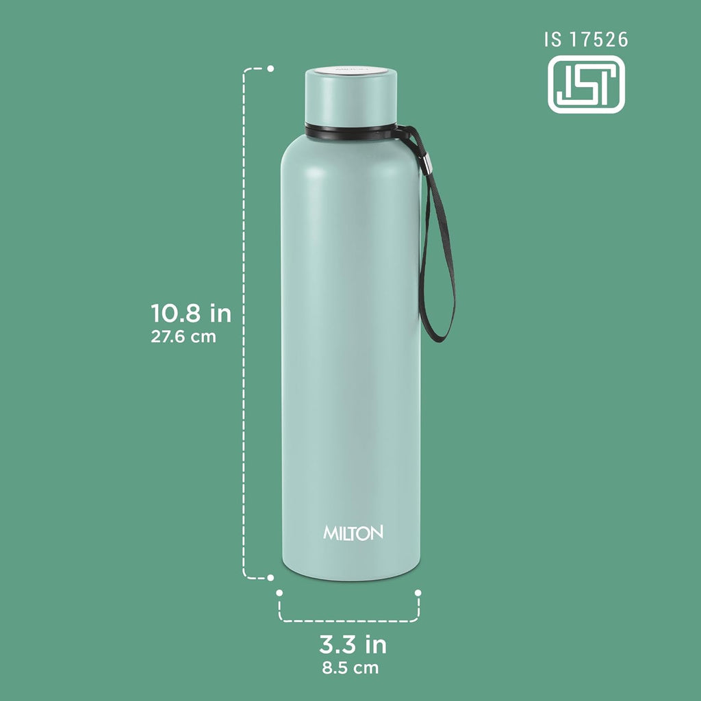 Milton Aura 1000 Thermosteel Water Bottle, 24 Hr Hot and Cold I Leak Proof Lid, ISI Certified I Vacuum Insulated I for Office, Gym, School I Grey