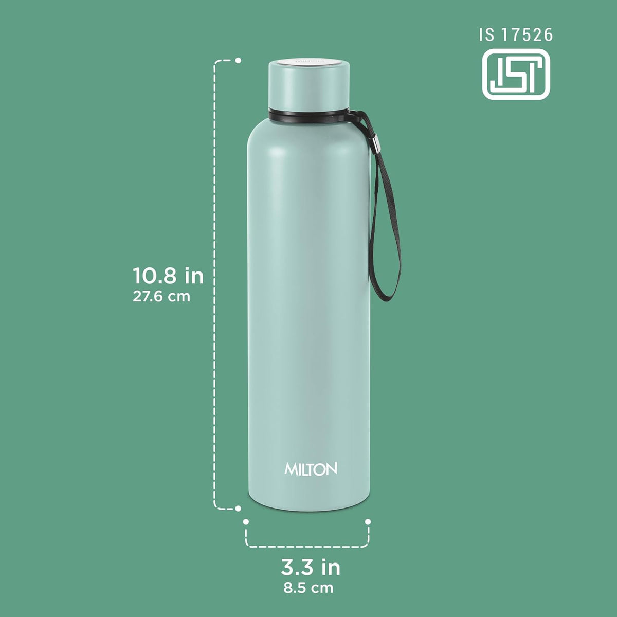 Milton Aura 1000 Thermosteel Water Bottle, 24 Hr Hot and Cold I Leak Proof Lid, ISI Certified I Vacuum Insulated I for Office, Gym, School I Grey