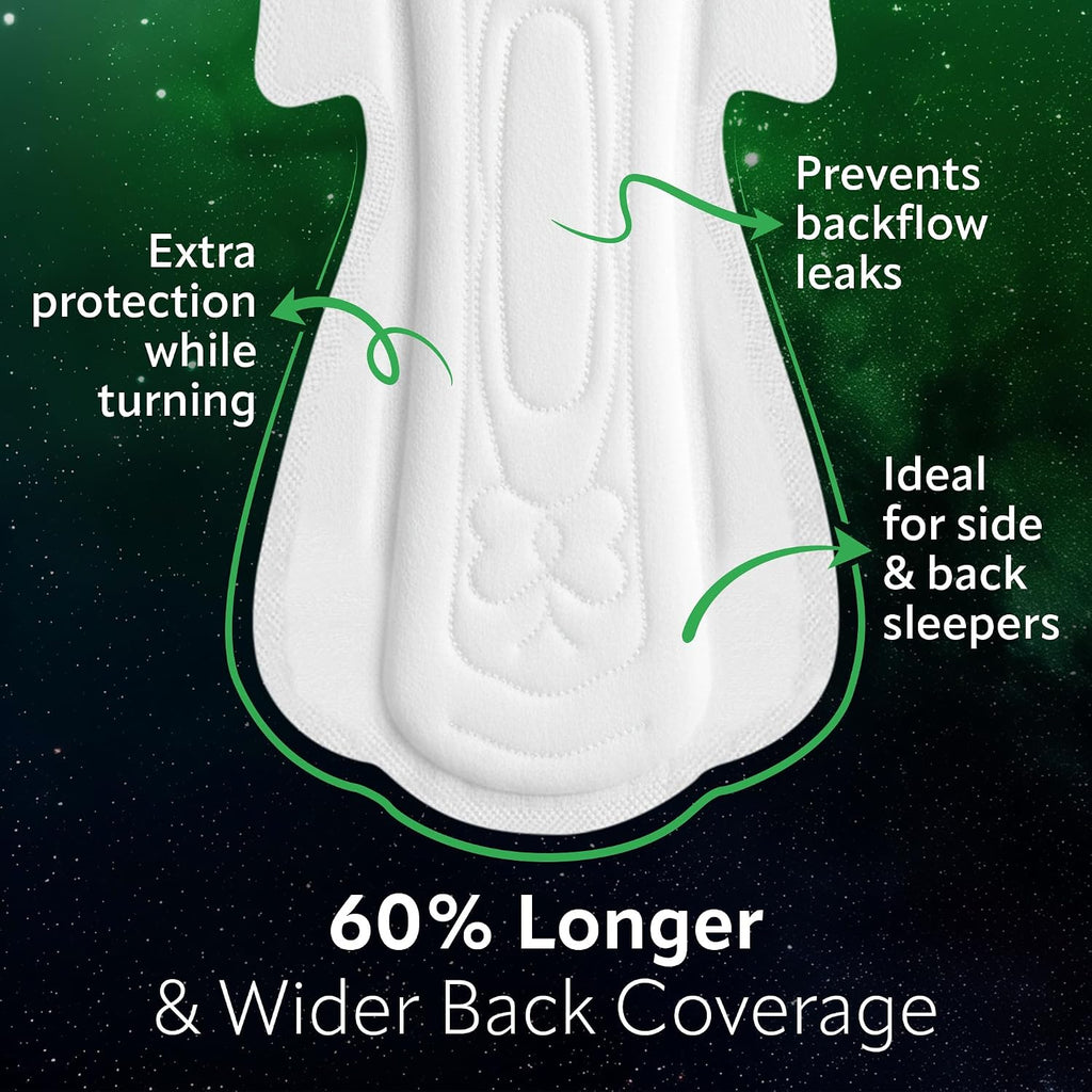 Evereve Ultra-Thin Nights Sanitary Pads for Women, XXL+ 360mm, 60% Longer & Wider Back, Soft & Breathable, Rash-Free Comfort, 2X Faster Absorption, Dry Feel Protection, Heavy Flow Night Use, Pack of 22x2