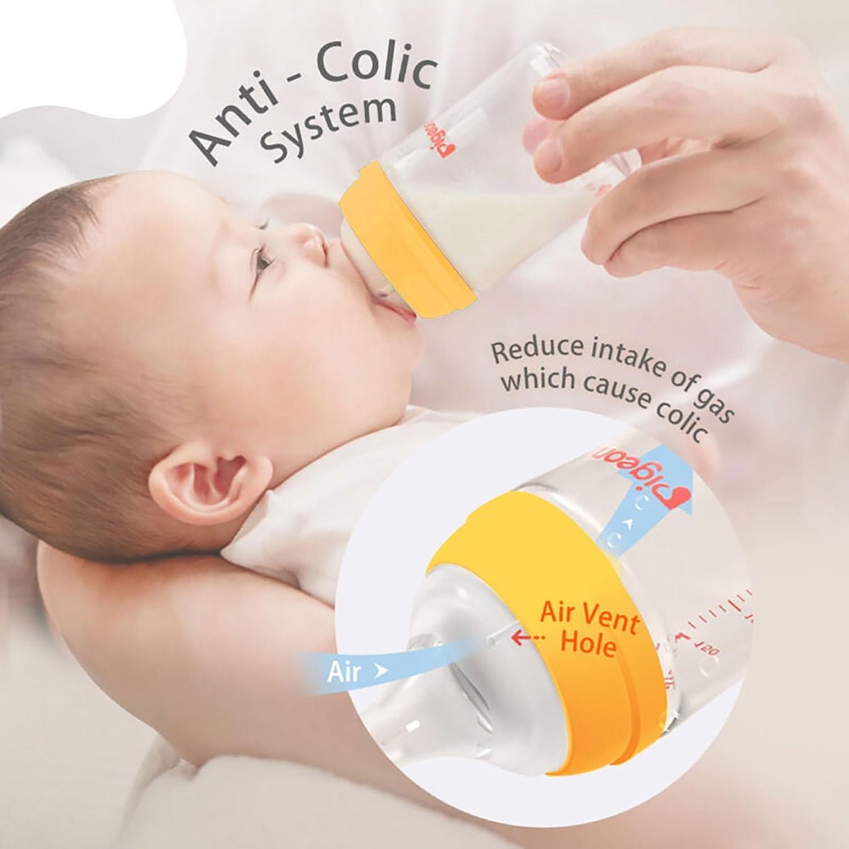Pigeon Softlatch Baby Feeding Bottle for new Born| Japan's No.1 Brand | Wide Neck | with Anti-Colic Nipple | 3+ Month Babies | Yellow Colour | 240ml Nipple