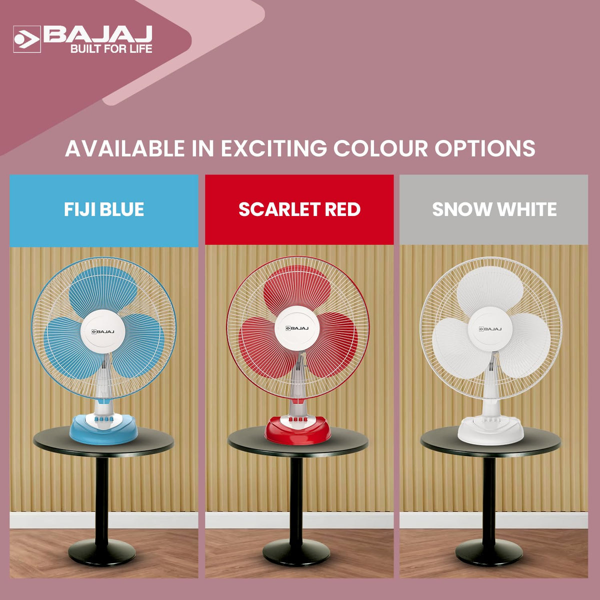 Bajaj Frore Neo Table Fan 400 MM | Table Fans For Home & Office | Aerodynamically Balanced Blades | 100% Copper Motor | High Air Delivery | 3-Speed Control | 2-Yr Warranty 【Red】
