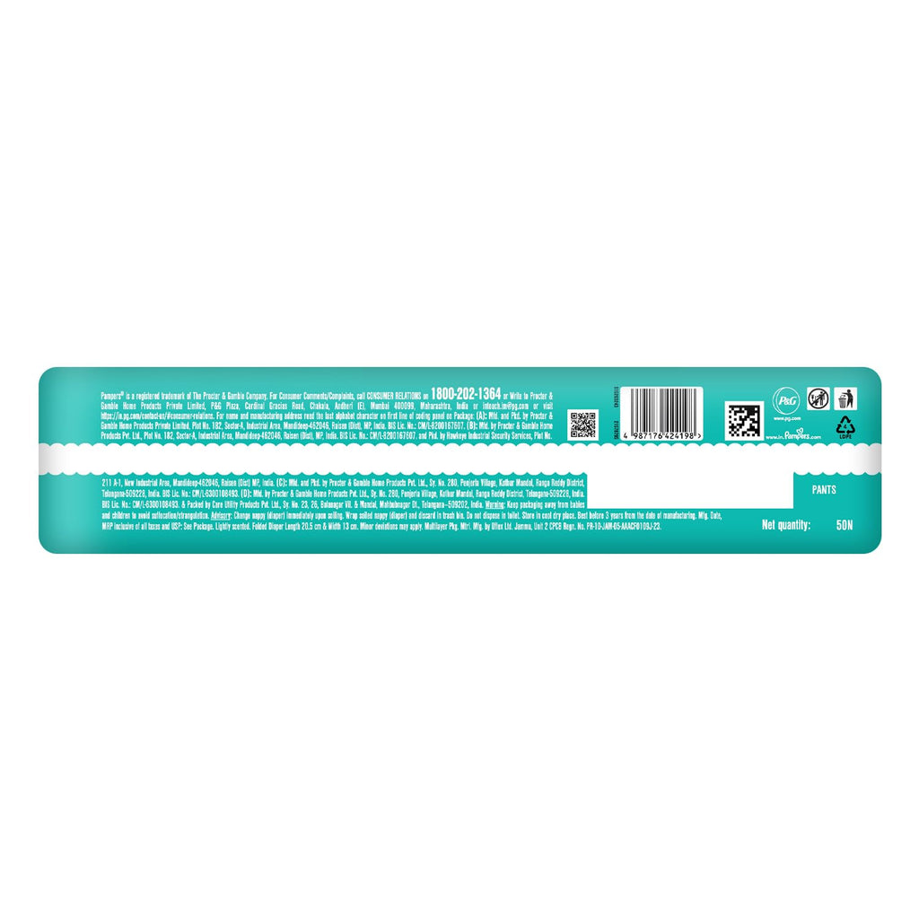 Pampers Happy Sleep Pant Style Baby Diapers, X-Large (XL), 50 Count, 1 Pampers = 1 Night Sleep, with Anti Rash Shield, 12-17 Kg Diapers